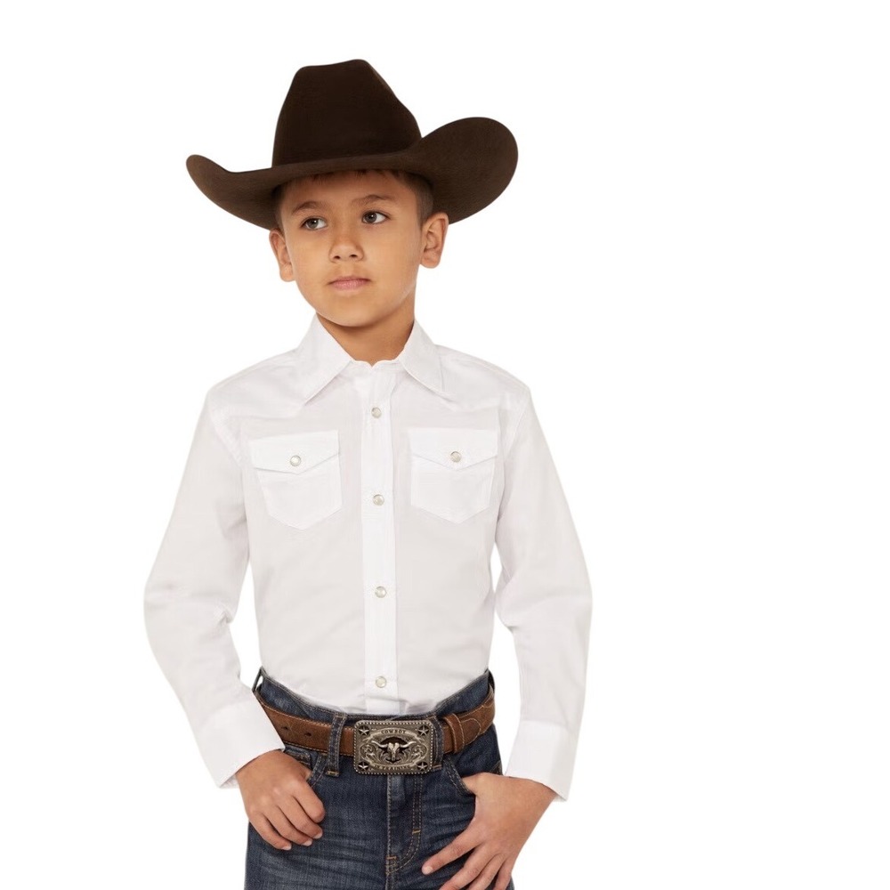 Wrangler Boys White Western Dress Snap Shirt Long Sleeve XXS Toddler 2